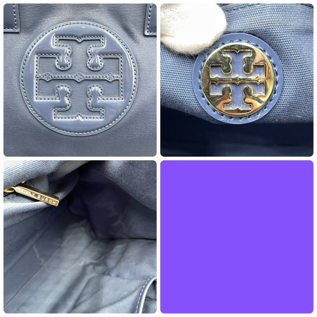 トリーバーチ【美品】トートバッグ ハンドバッグ エラ 紺 ネイビー TORY BURCH ビッグロゴ 仕事 通勤_画像7