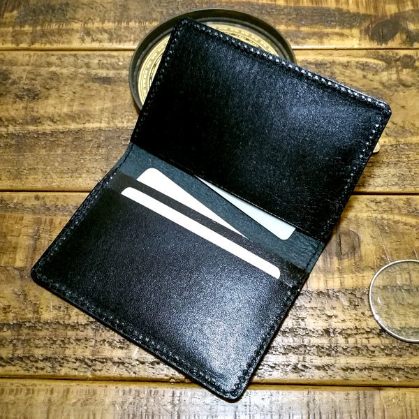  card-case card-case Tochigi leather pass case license proof inserting handmade natural cow leather cow leather black 