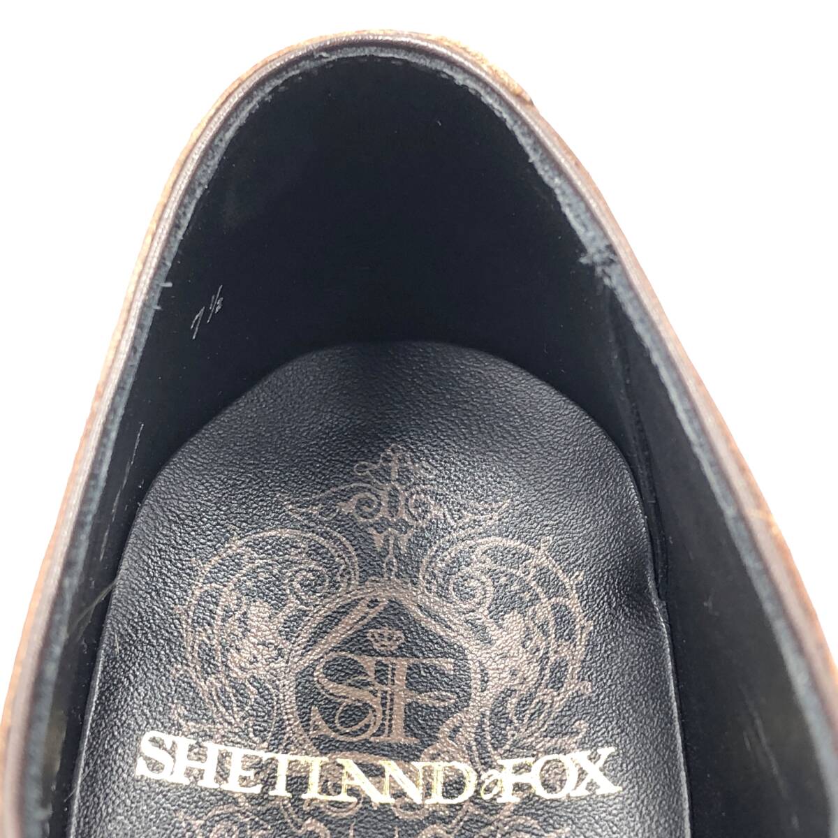 即決 SHETLANDFOX シェットランドフォックス 25.5cm 7.5 076F メンズ レザーシューズ プレーントゥ 外羽根 茶 ブラウン 革靴 皮靴 ビジネス