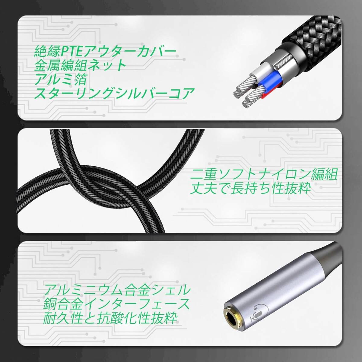 GEVO オーディオ 変換アダプタ、4極 TRRS 変換、イヤホン PS4 等適用 、USB to 3.5ｍｍ 内付け サウンドカ_画像5