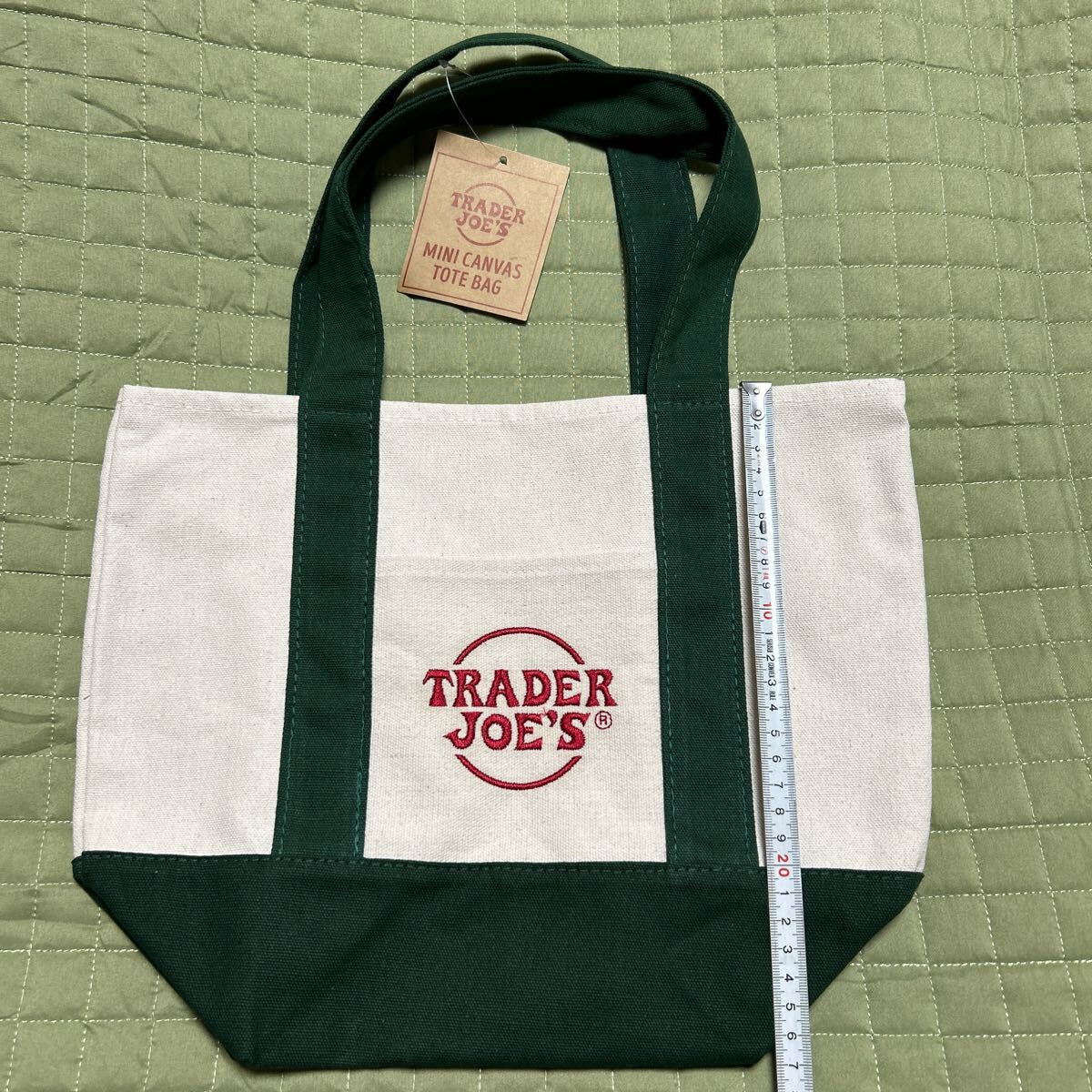 2024年新作ちょうど良いサイズTrader Joe's トレーダージョーズ エコバッグ ミニキャンバス生地グリーン_画像1