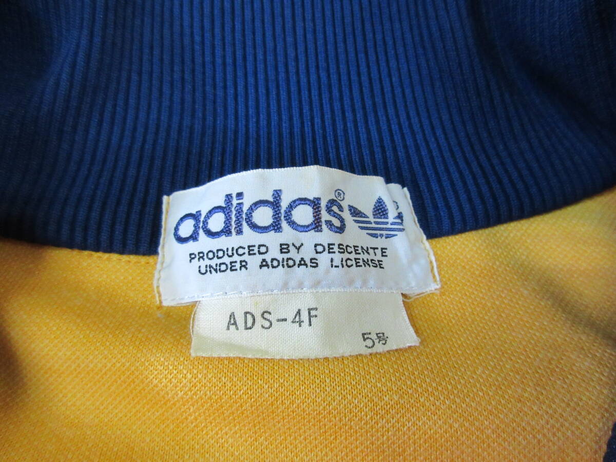 70s80s adidas джерси 5 номер желтый цвет темно-синий Descente Vintage Old спортивная куртка Adidas ADS-4F retro подлинная вещь 