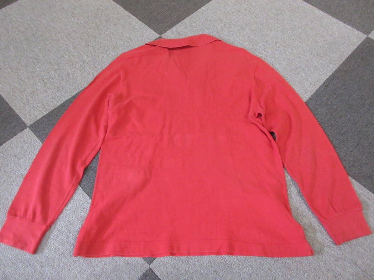 70s80s CELINE フランス製 ポロシャツ L 赤 鹿の子 長袖 セリーヌ ヴィンテージ オールド アーカイブ シャツ メンズ_画像2