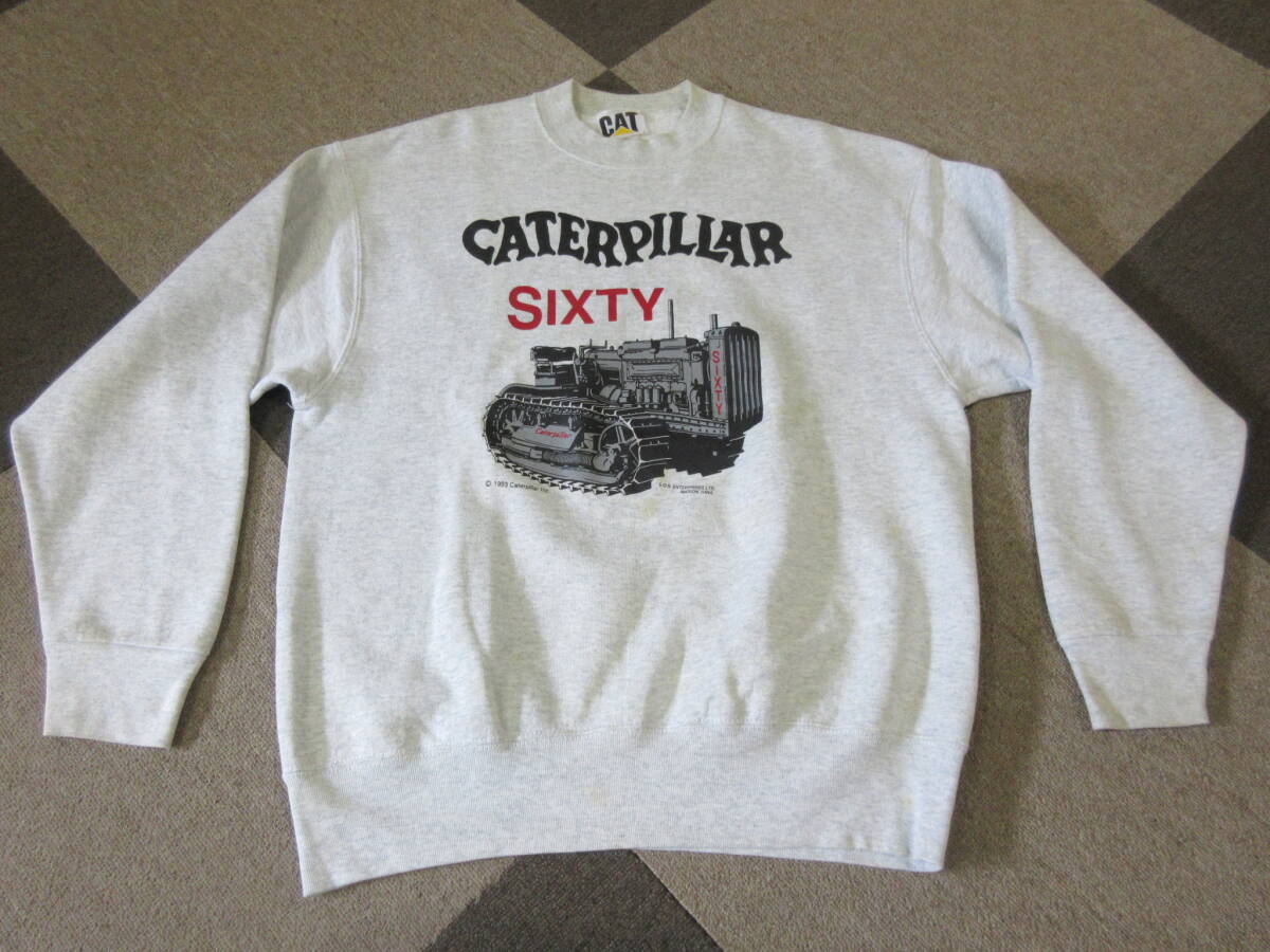 90s CAT キャタピラー スウェット L グレー USA製 Caterpillar Sixty ヴィンテージ オールド トレーナー 重機 アメカジ_画像1