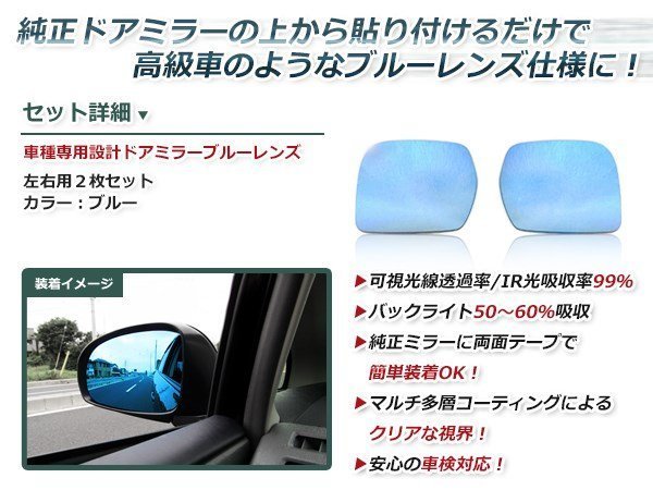 眩しさカット 広角◎ブルーレンズ サイドドアミラー ホンダ N-BOX/N-BOXカスタム/NBOX JF1/JF2 防眩 ワイドな視界 鏡本体_画像2