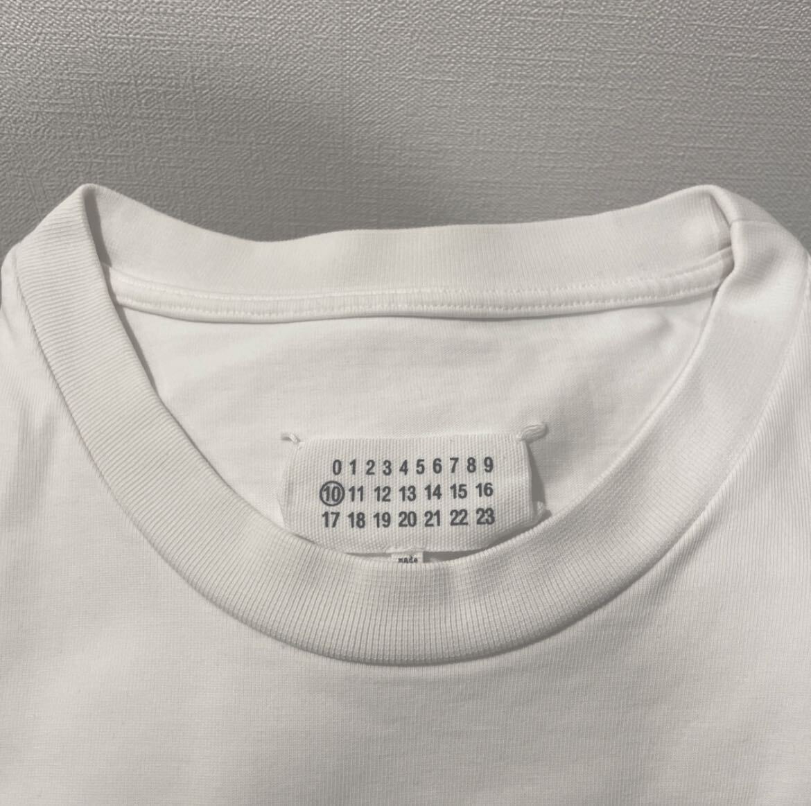 定価5万以上 メゾンマルジェラ Maison Margiela CAUTION オーバーサイズ ビッグシルエット 半袖Tシャツ サイズ48 白 ホワイト カットソー_画像9