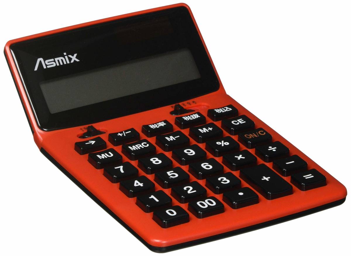 [ now ... - ] red C1235R tilt equipped 12 column calculator Aska 