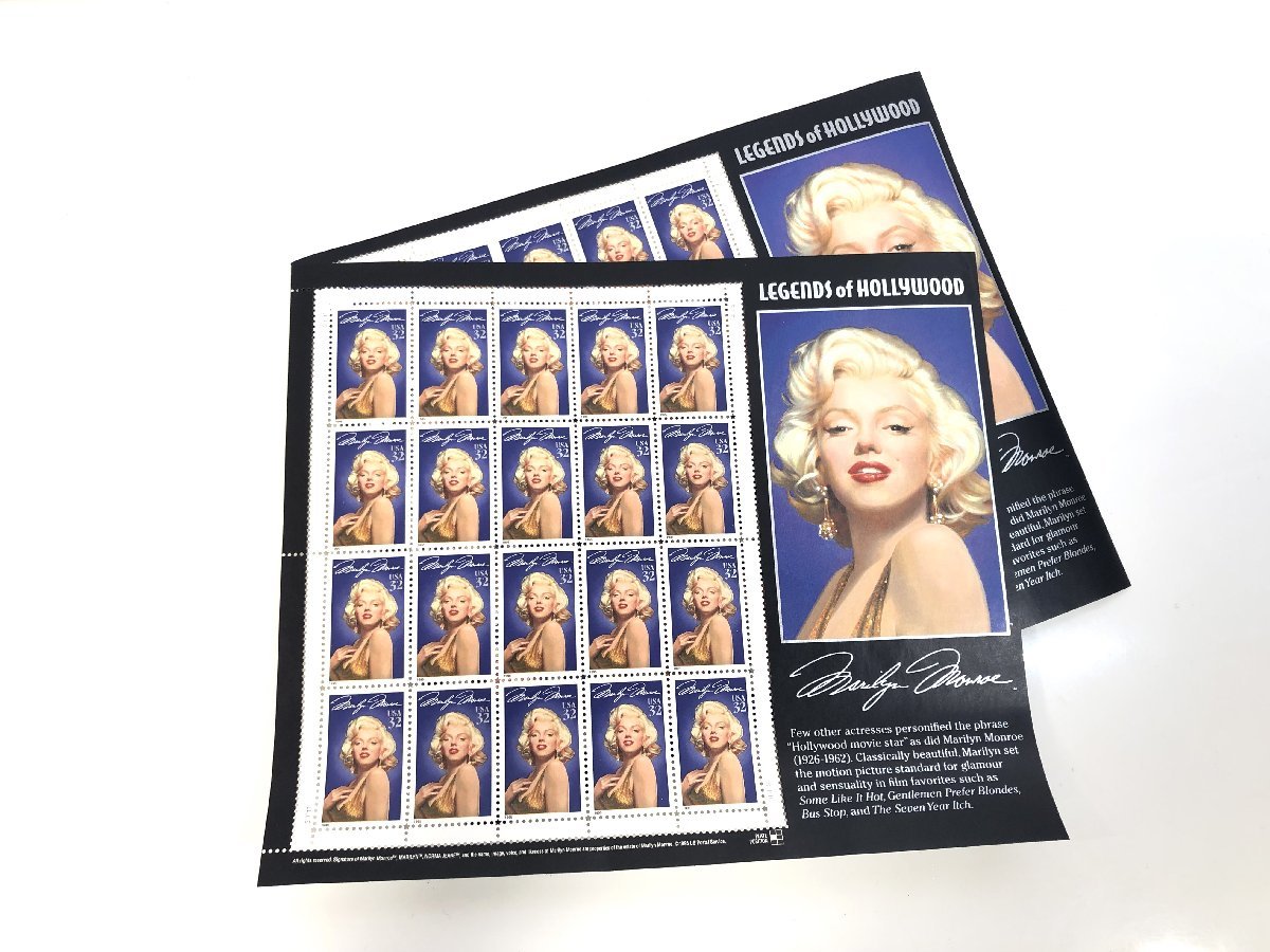 ★1スタ【未使用保管品】マリリンモンロー（LEGENDS of HOLLYWOOD：MARILYN MONROE）アメリカ切手 記念 32C×20枚×2シート★003738_画像1