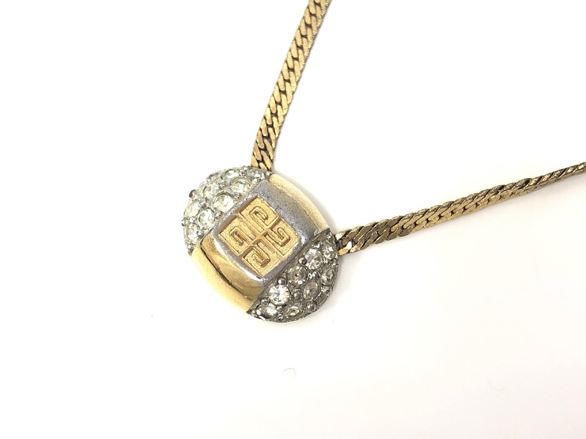 ★【1円スタート】 GIVENCHY ジバンシィ ロゴ チェーン ペンダント ネックレス アクセサリー ゴールド色系 ヴィンテージ 中古★003698_画像1