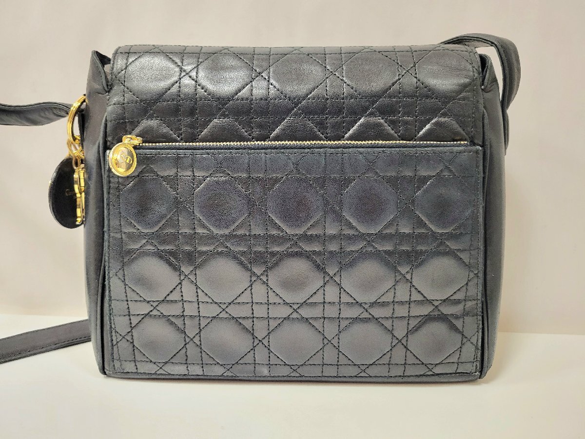 ★ディオール Christian Dior　カナージュ　ショルダーバッグ　CDロゴ金具　レザー　ブラック系　中古★003769_画像2