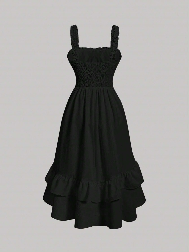 フリル裾シャーリングバストドレス　大きいサイズ_画像2
