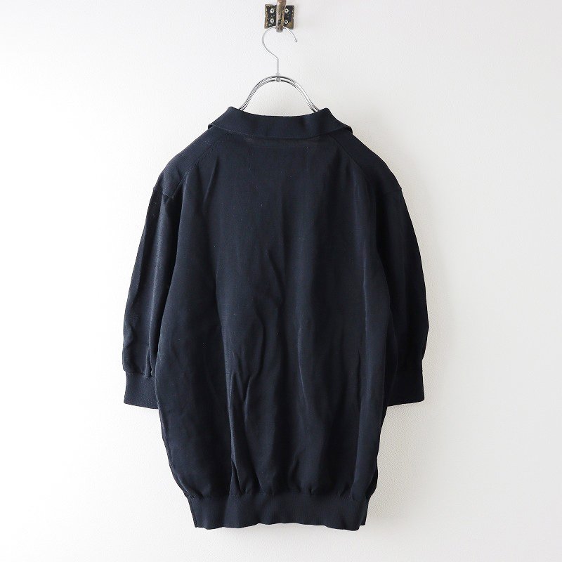 ウェルノード walenode Fine silk cotton Skipper knitwear コットンシルク スキッパー ニットウェア 0/ブラック ポロ【2400013760201】の画像2