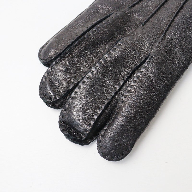  Mario poru tiger -noMARIOPORTOLANO cashmere × leather glove 7.5/ black [2400013766968]