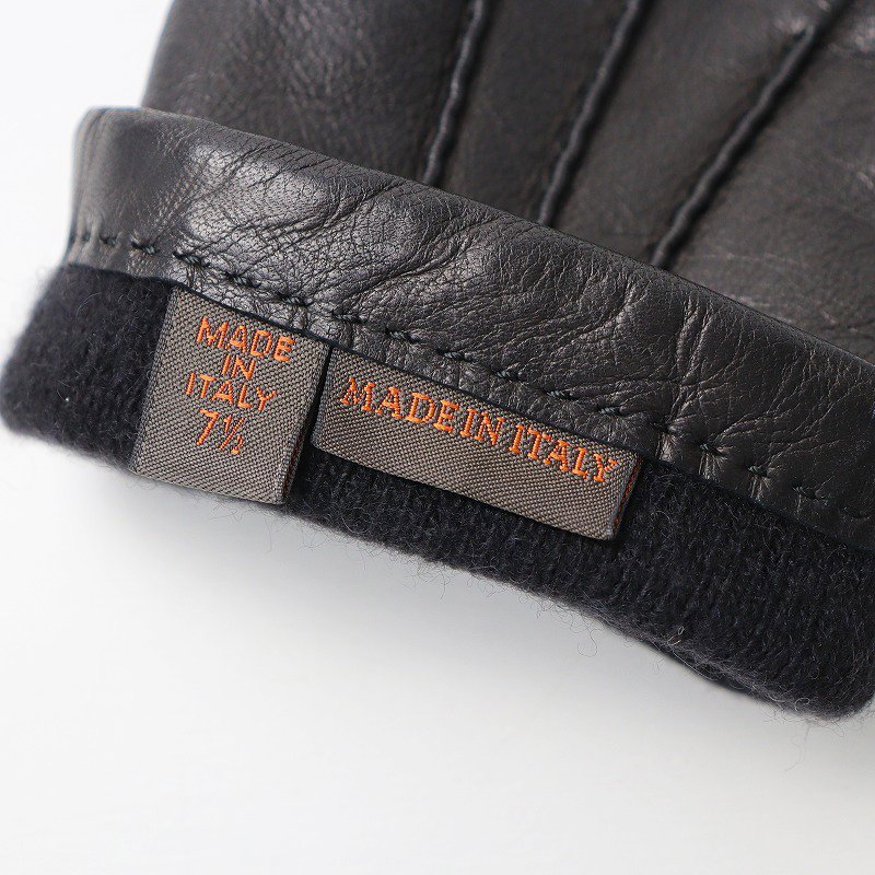  Mario poru tiger -noMARIOPORTOLANO cashmere × leather glove 7.5/ black [2400013766968]