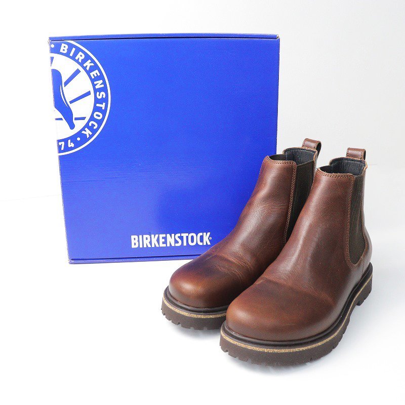 美品 ビルケンシュトック BIRKENSTOCK Highwood Slip On レザーチェルシーブーツ 25cm/チョコレート ブラウン ナロー幅【2400013760157】