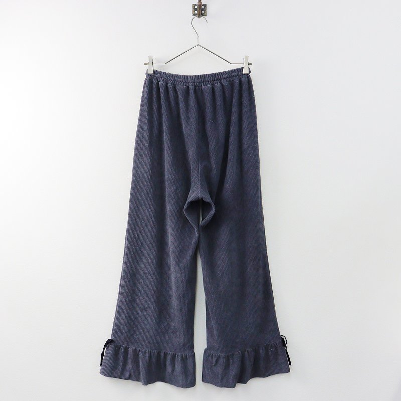  Pink House PINK HOUSE hem flair ribbon corduroy pants / navy bottoms long wide easy [2400013766449]