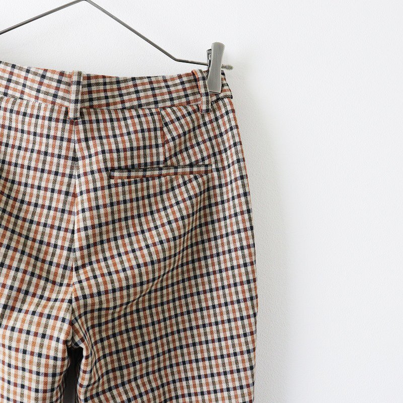 美品 セオリー Theory BISTRECH PLAID TAILORED TROUSER J クロップドパンツ XXO/ベージュ系 チェック【2400013775533】_画像4