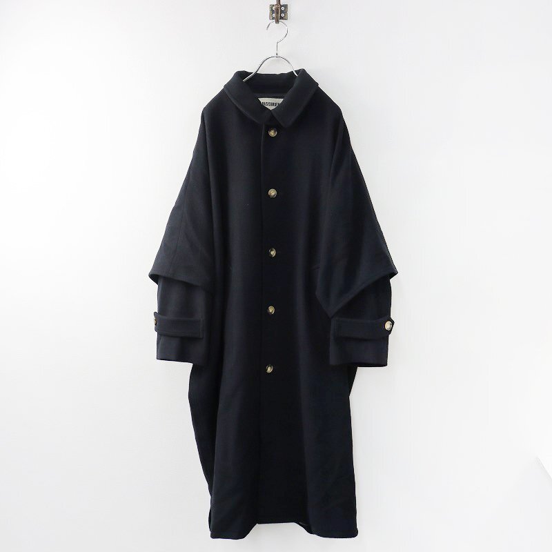  bar jis Brooke BASISBROEK wool . turn-down collar coat 1/ black outer jacket outer garment long sleeve front opening long [2400013774000]