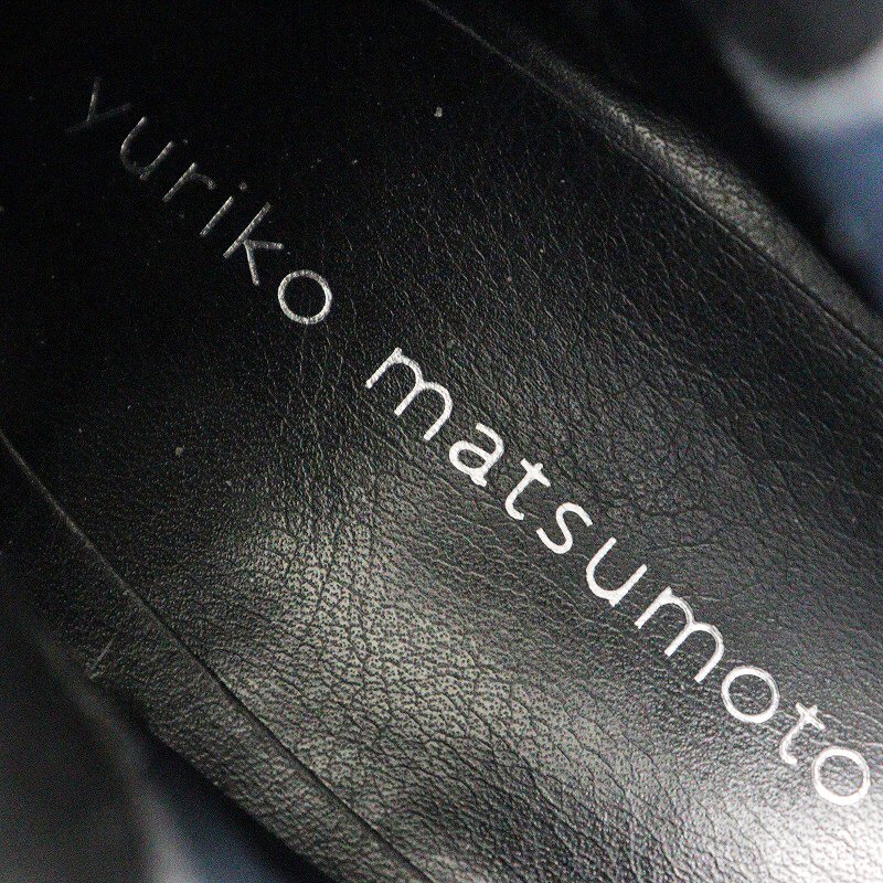 美品 ユリコマツモト yuriko matsumoto ショートブーツ 24.0cm/ブラック 靴 シューズ シワ加工 サイドゴア 軽量【2400013783873】_画像9