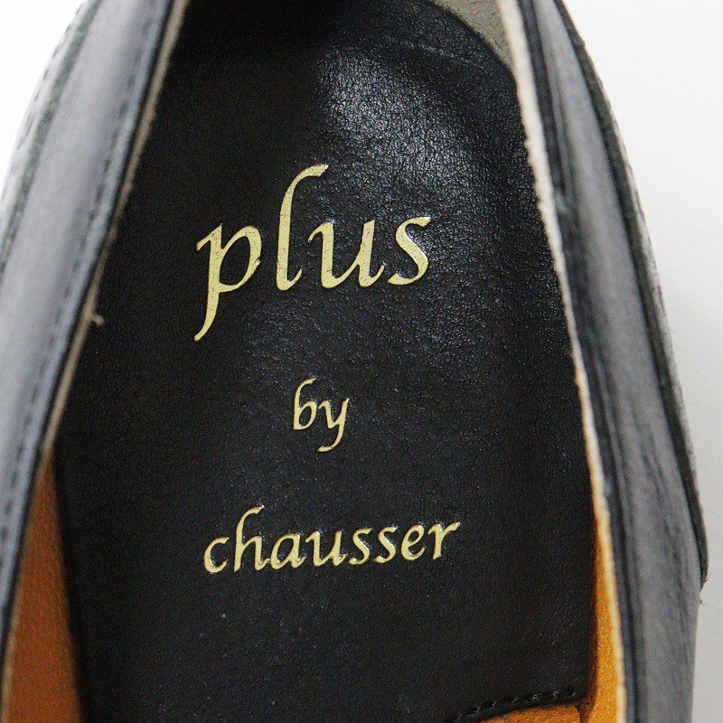 美品 プリュスバイショセ plus by chausser PC5033 リボン レザー パンプス 40/ブラック メリージェーン シューズ 25cm【2400013759687】_画像8