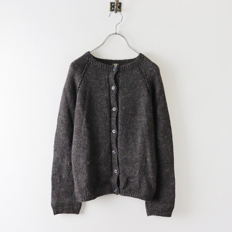  beautiful goods do-saDOSA alpaca 100% crew neck knitted cardigan 1/ gray feather woven is oli tops [2400013786485]