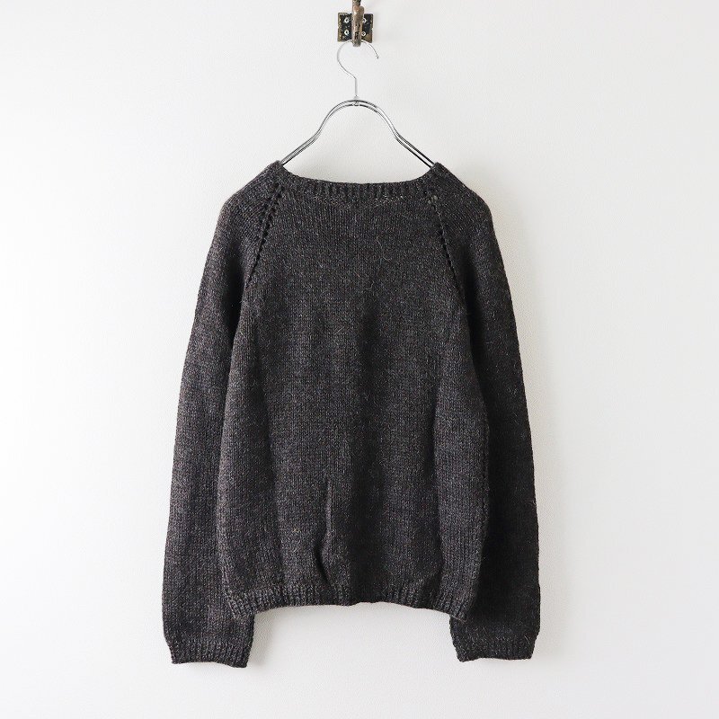  beautiful goods do-saDOSA alpaca 100% crew neck knitted cardigan 1/ gray feather woven is oli tops [2400013786485]