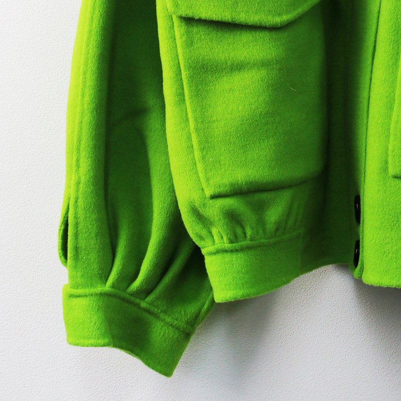  regular price 7 ten thousand unused ta radio-controller .-monTARA JARMON design wool jacket 36/ green feather weave short coat outer [2400013783927]