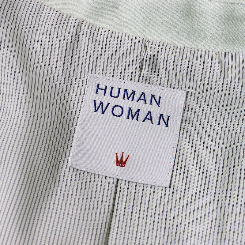 ヒューマンウーマン HUMAN WOMAN コットンリネン ステンカラーコート M/ミント アウター【2400013786096】_画像8