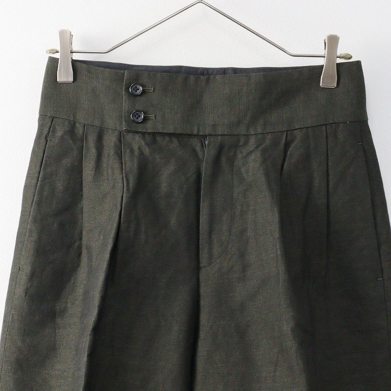 2020SS マーガレットハウエル MARGARET HOWELL WASHED LINEN COTTON パンツ 1/カーキ リネンコットン ワイド【2400013795463】_画像3