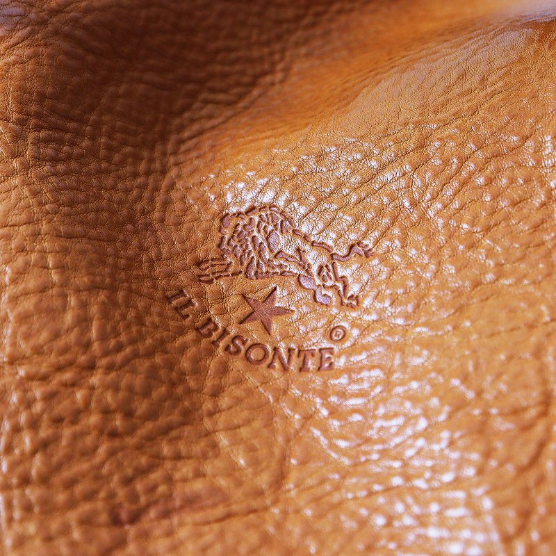 イルビゾンテ IL BISONTE 巾着型レザーポシェット ショルダーバッグ/ヤキヌメ 牛革 【2400013798433】_画像9