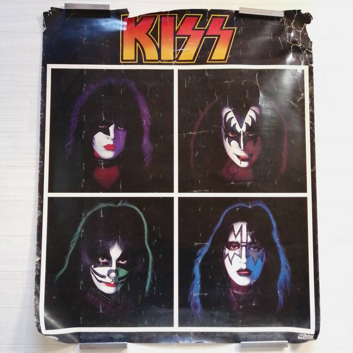 KISS 当時物 Q① キッス 初期 大判 ポスター グッズ ジーンシモンズ ポールスタンレーの画像1