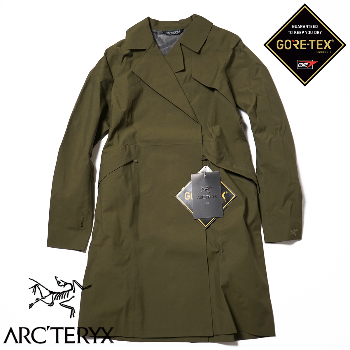 【新品本物 USA購入】 Arc'teryx アークテリクス ■ Nila Trench Coat ■ カーキ / M ■ニラ トレンチコート GORE-TEX ゴアテックス_画像2