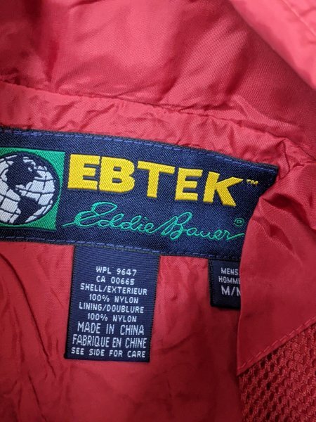19．エディーバウアー EBTEK 90s ヴィンテージ ベンチレーション ナイロン ジャケット ジャンパー ブルゾン メンズM 赤y107の画像3