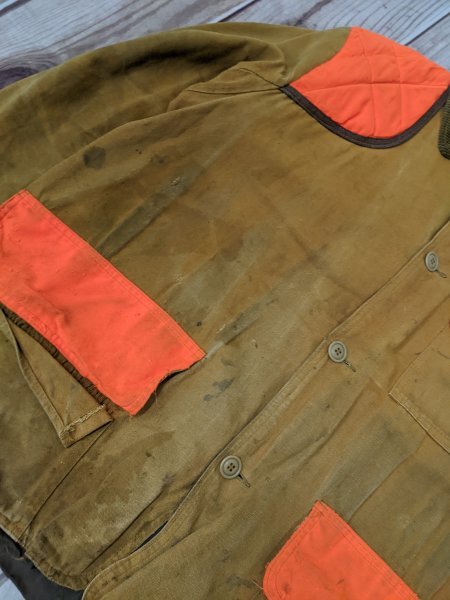 6．USA製 American Field 80s 切替 デザイン ハンティング ジャケット シューティング ヴィンテージ 襟 コーデュロイ メンズL 茶橙y203の画像3