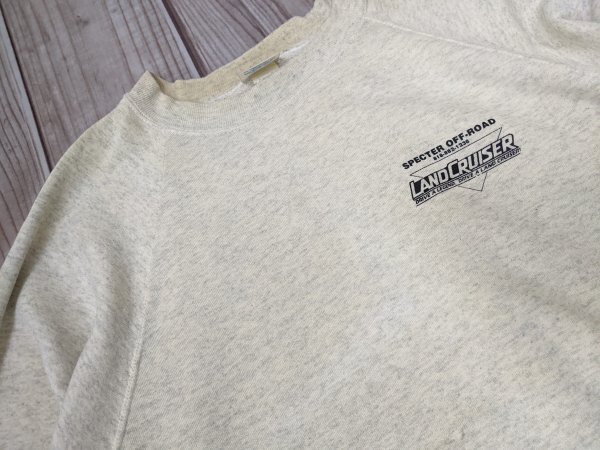 7．USA製 SANTEE Sweats 90s ヴィンテージ LANDCRUISER デカロゴ プリント スウェット シャツ ラグラン メンズXL グレー黒赤x202_画像4