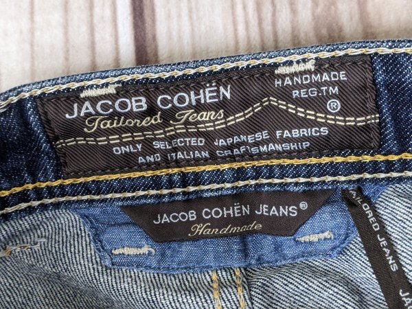 4．状態良好 イタリア製 JACOB COHEN JEANS パッチ ハラコ調 ボタンフライ デニムパンツ ジーンズ メンズ30 インディゴy206_画像5