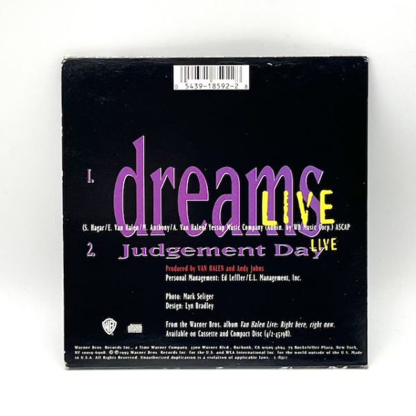 ヴァン・ヘイレン 『Dreams LIVE 』1993 シングル●Dreams (Live/Edit) Judgement Day (Live Album Version) VAN HALEN【良品/CD】 #384_画像2