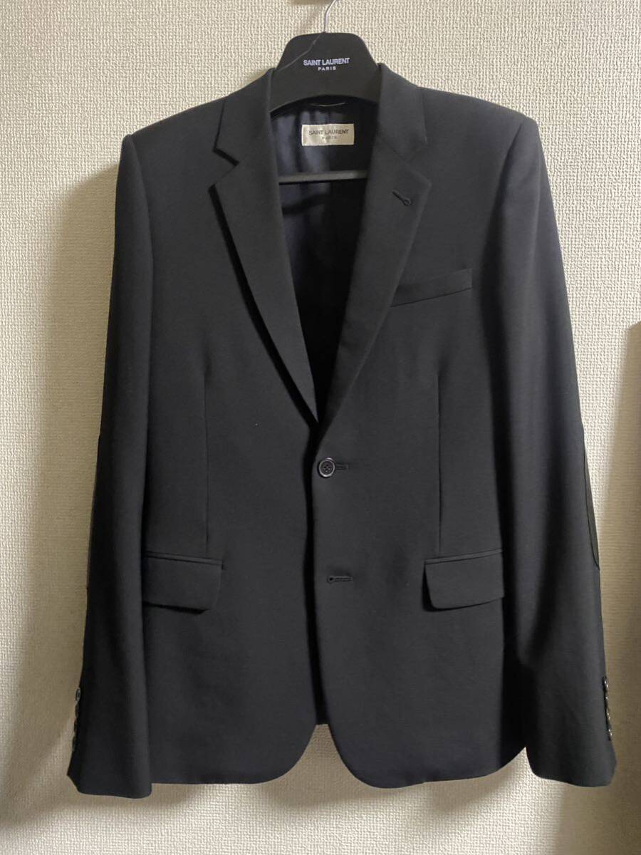 サンローランパリ エルボーパッチ テーラードジャケット黒４６ saint laurent paris エディスリマン tailored jacketの画像1