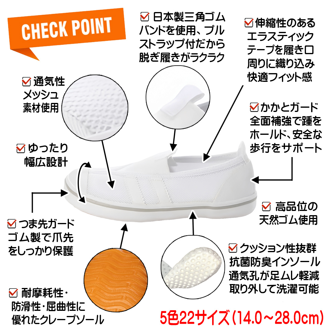 ★新品★【24999m_WHITE_21.0】上履き　上靴　体育館シューズ　スクールシューズ　通園・通学用　通気性・抗菌防臭　ゴム底メッシュ甲材_画像4