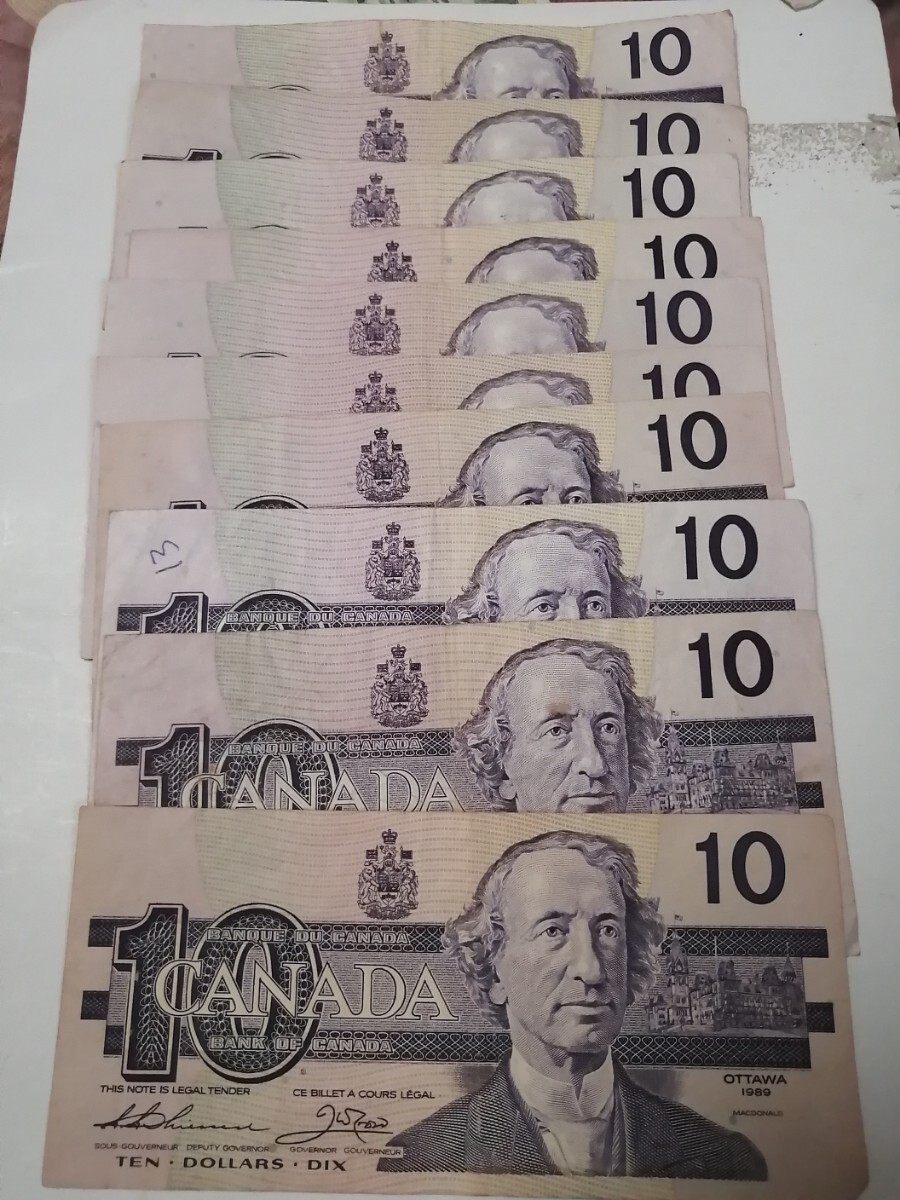 CANADA旧紙幣10ドル札10枚合計100ドル_画像2