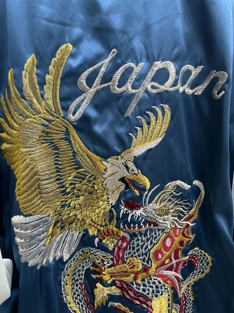  スカジャン 5L (ビッグサイズ）鷹竜 ネイビー　袖刺繍 　sukajan　横須賀　ドブ板通り　　送料無料
