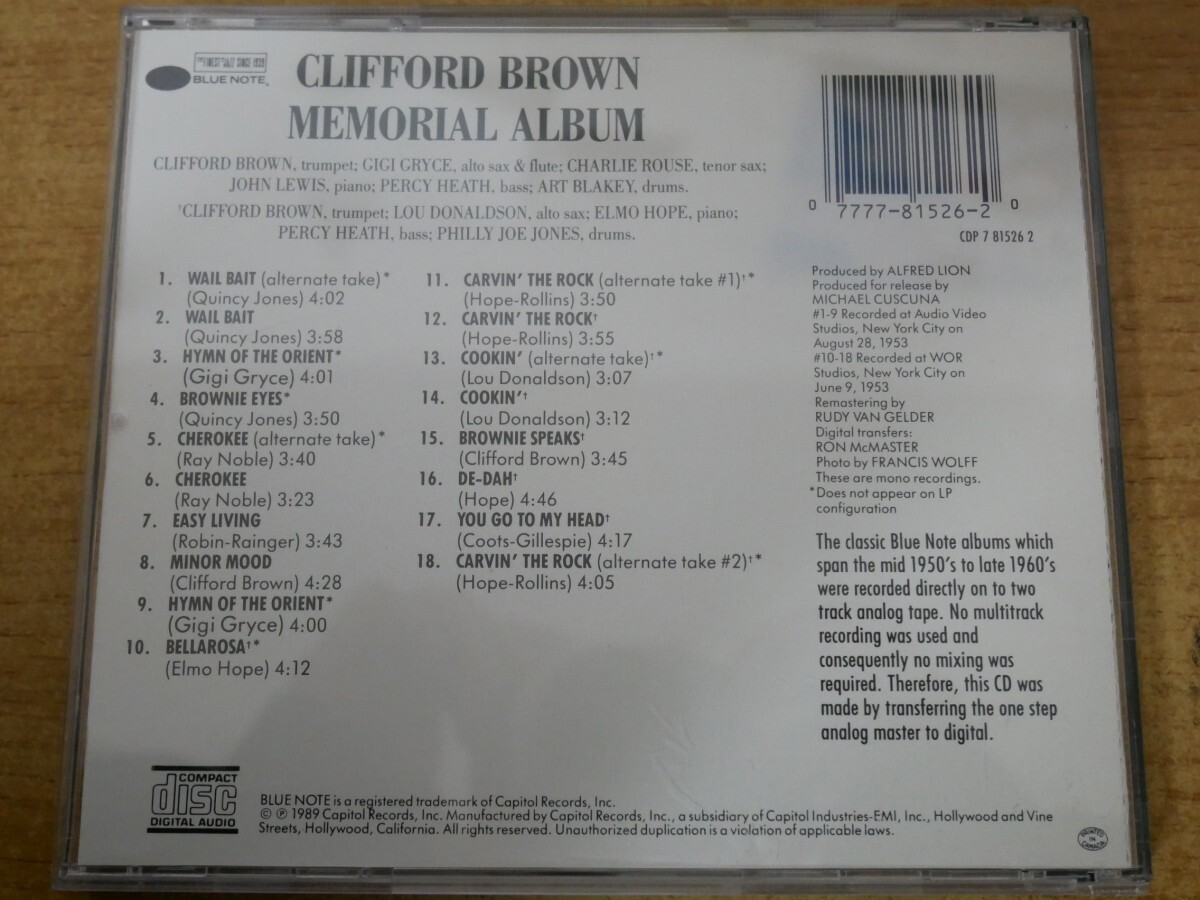 CDk-6539 クリフォード・ブラウンClifford Brown / Memorial Albumの画像2