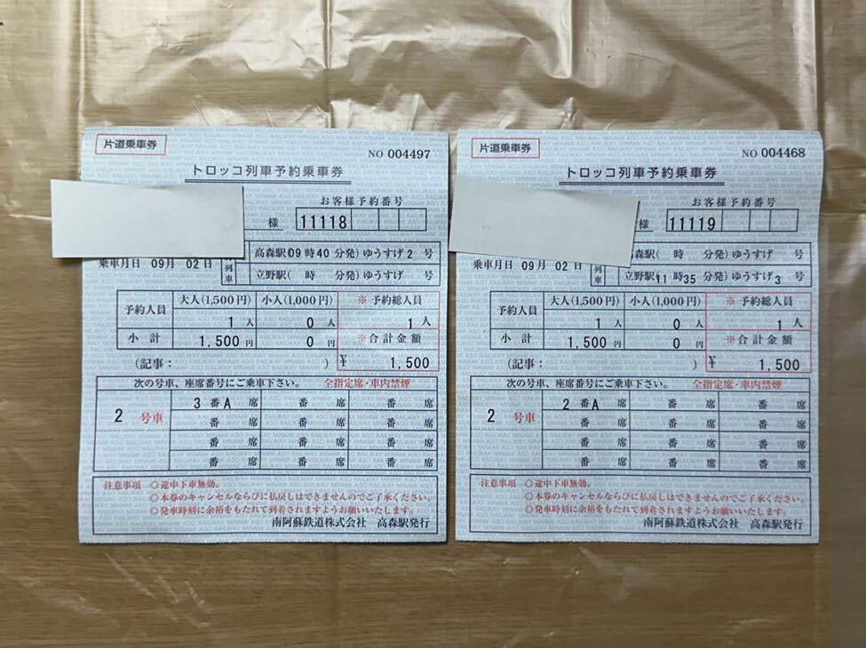 南阿蘇鉄道　トロッコ列車　予約乗車券_画像1