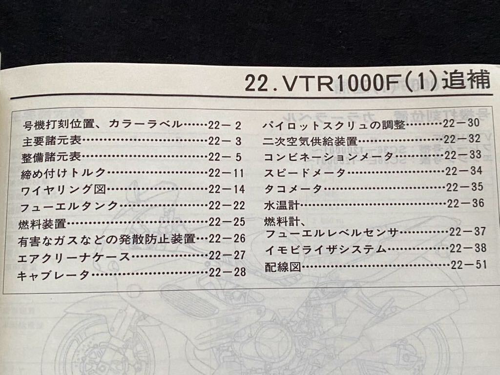 送込 訂正版 配線図 3種 Fire Storm VTR1000F/V/SC36/1/BC-SC36 追補版 サービスマニュアル/SC36-100/110/120/130/140 ホンダ 純正 60MBB00_★2001年モデル以降、追補版の目次。