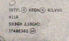 Intel ☆ XEON SILVER 4110　SR3GH　２個セット ★ 2.10GHz (3.00GHz)／11MB　8コア ★ ソケットFCLGA3647 ☆_画像3