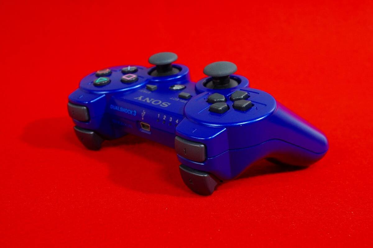 【送料450円～】【ランクA】動作確認済★SONY PS3 純正 コントローラー DUALSHOCK3 メタリックブルー★デュアルショック3★551_画像7