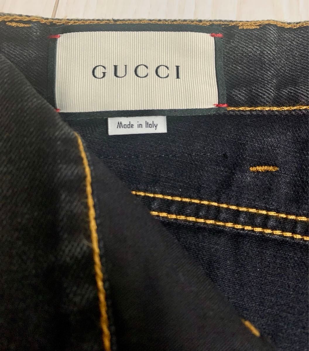 新品 未使用 グッチ メンズ デニム パンツ 30インチ S〜Mサイズ イタリア製 タグ付き GUCCI ジーンズ ジーパン 黒