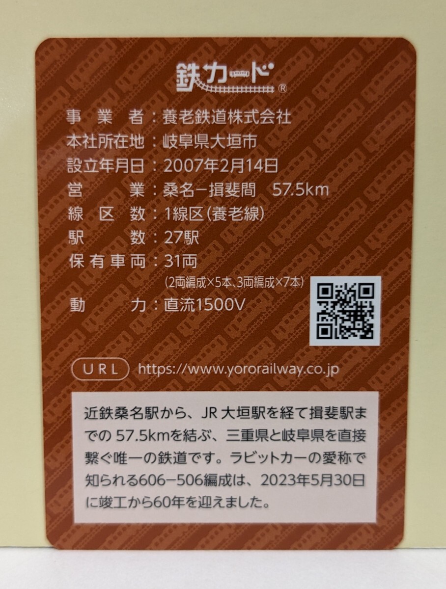 【鉄カード20弾】養老鉄道 鉄カード20弾 23年7月発行の画像2