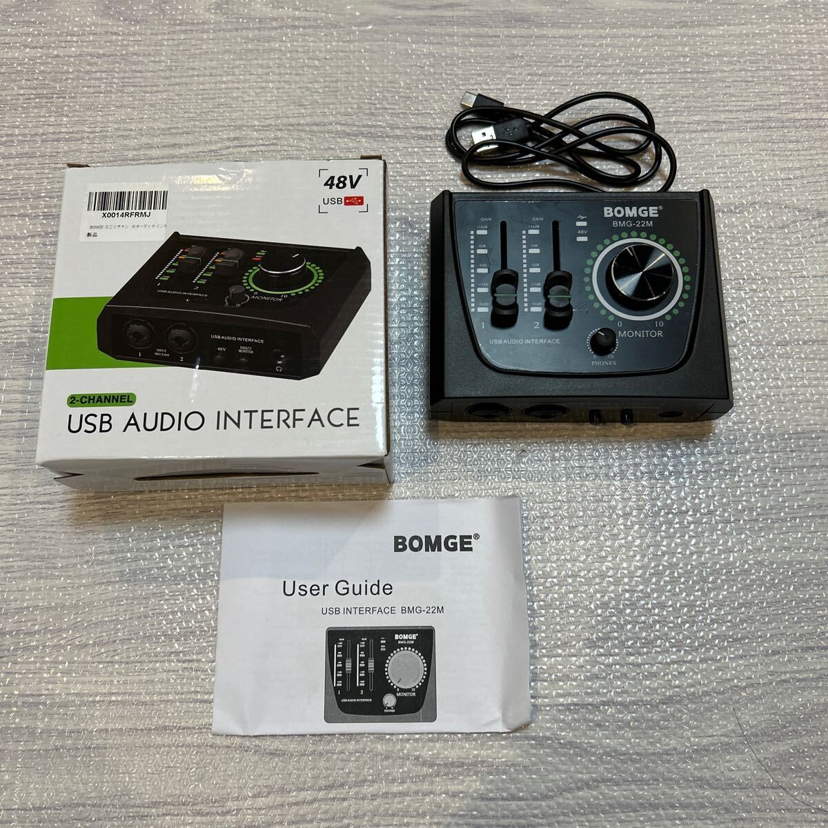 BOMGE ミニ 2 チャンネル USB オーディオ インターフェイス、レコーディング、ストリーミング、ポッドキャスティング用、XLR/48V _画像10