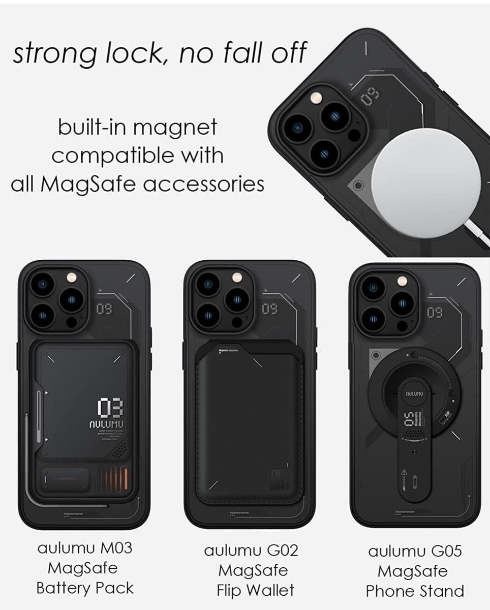 Aulumu A15 磁気ケース iPhone 14 Pro Max用 MagSafe対応 半透明 マットカバー ハードシェル_画像5